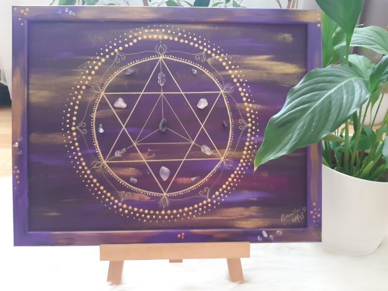 DŮVĚRA V SEBE, MERKABA s krystalovou mřížkou, obraz v rámu 30×40 cm - Obrázek 2